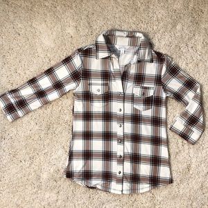 Market & Spruce White & Maroon Flannel Shirt